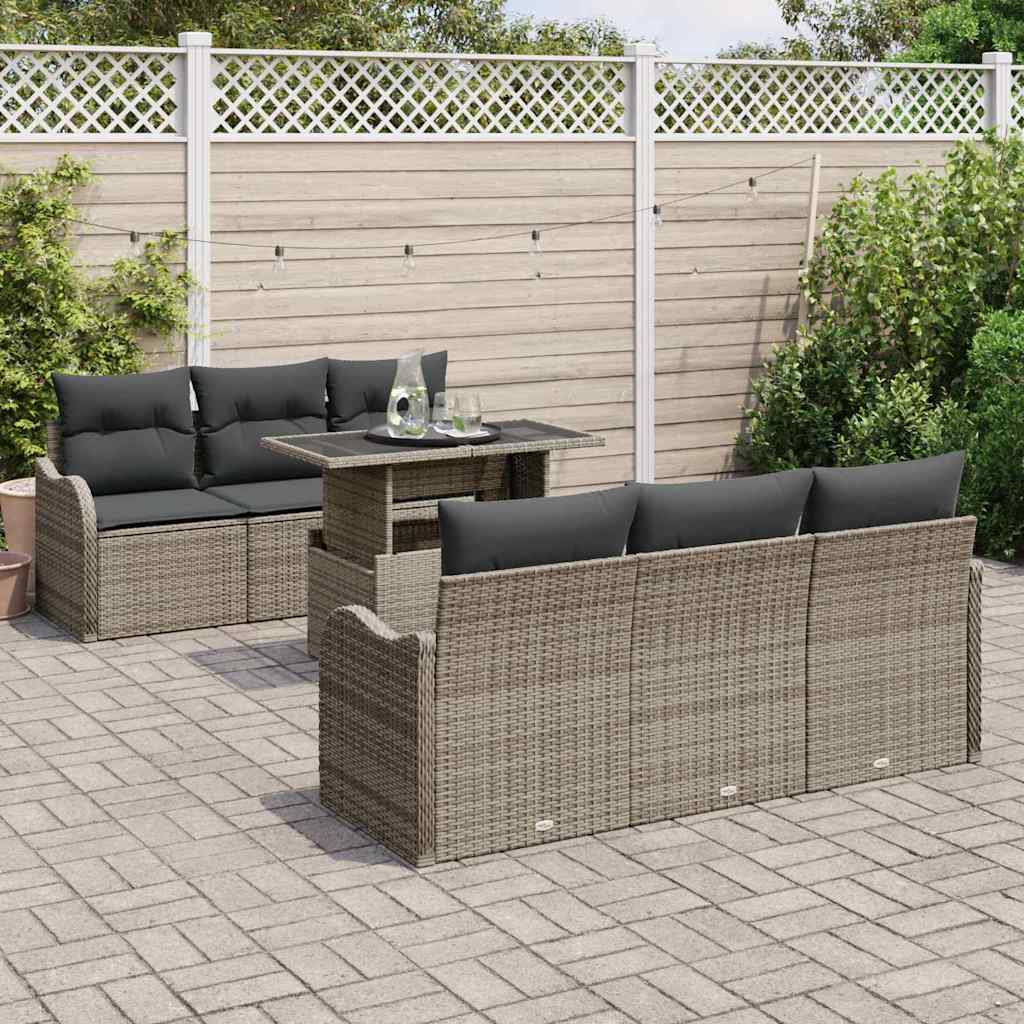 Garten-Sofa-Set Manuell 7 pcs Grau 100 x 55 x 73 cm Poly Rattan