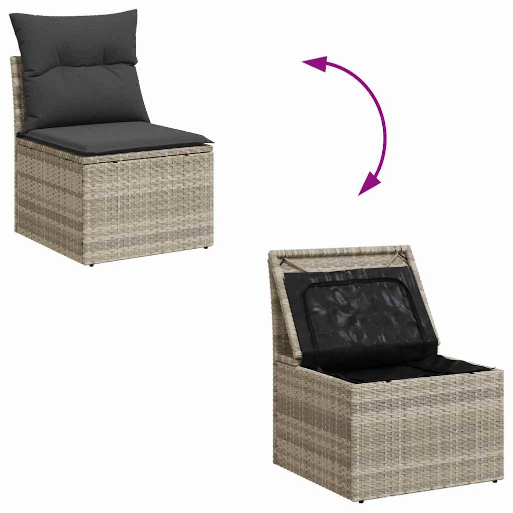 Garten-Sofa-Set 7 pcs Hellgrau 100 x 55 x 73 cm Poly Rattan