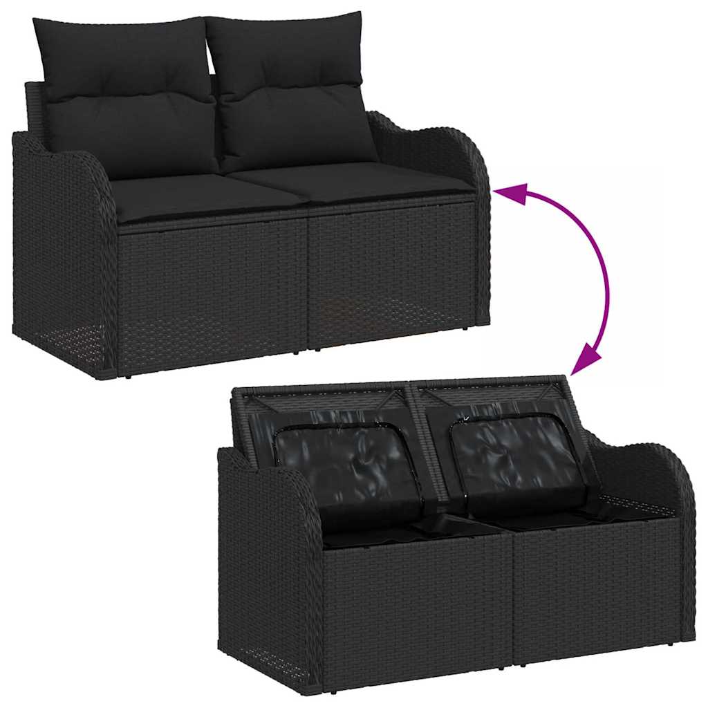 Garten-Sofa-Set 7 pcs Schwarz 100 x 55 x 73 cm Poly Rattan