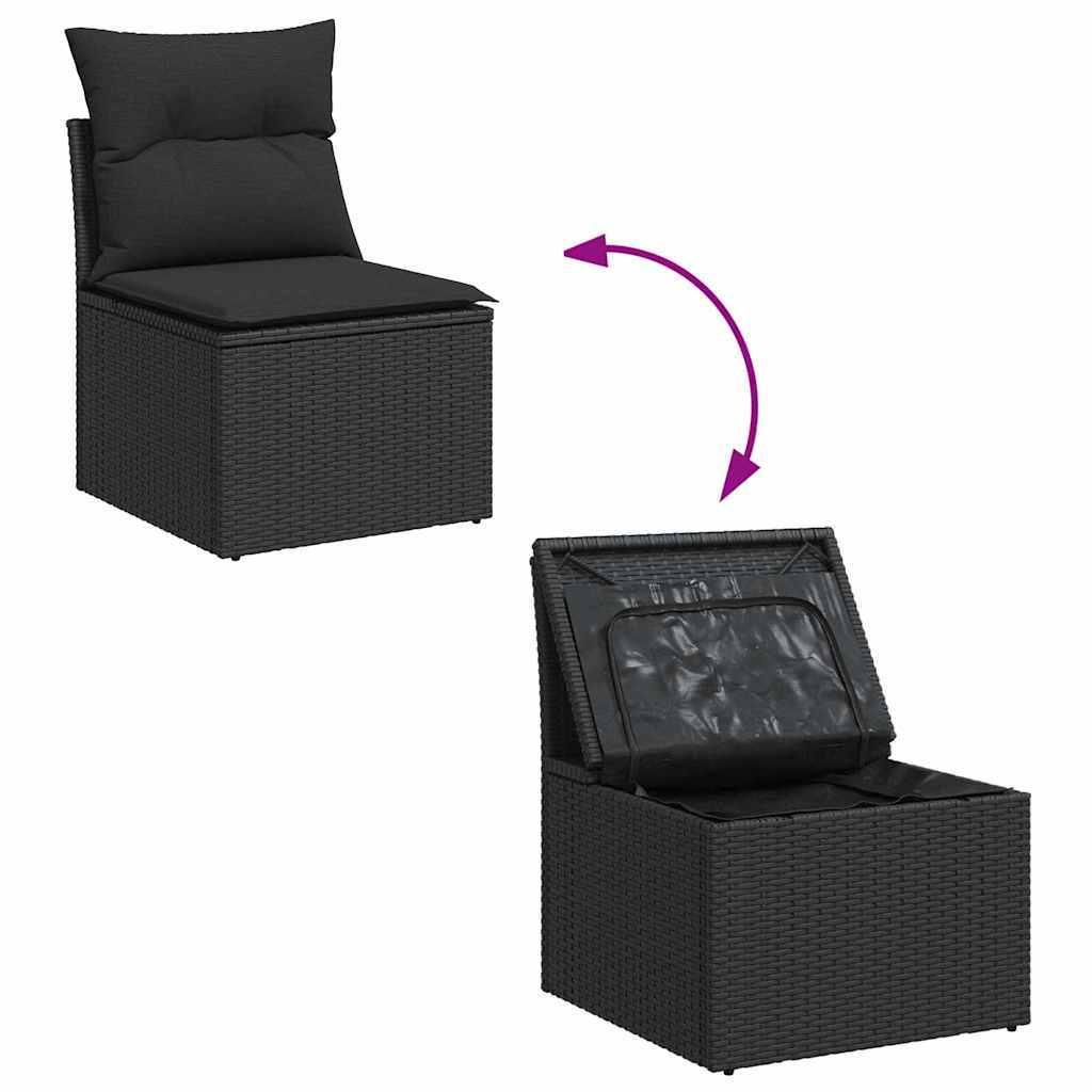 Garten-Sofa-Set 7 pcs Schwarz 100 x 55 x 73 cm Poly Rattan