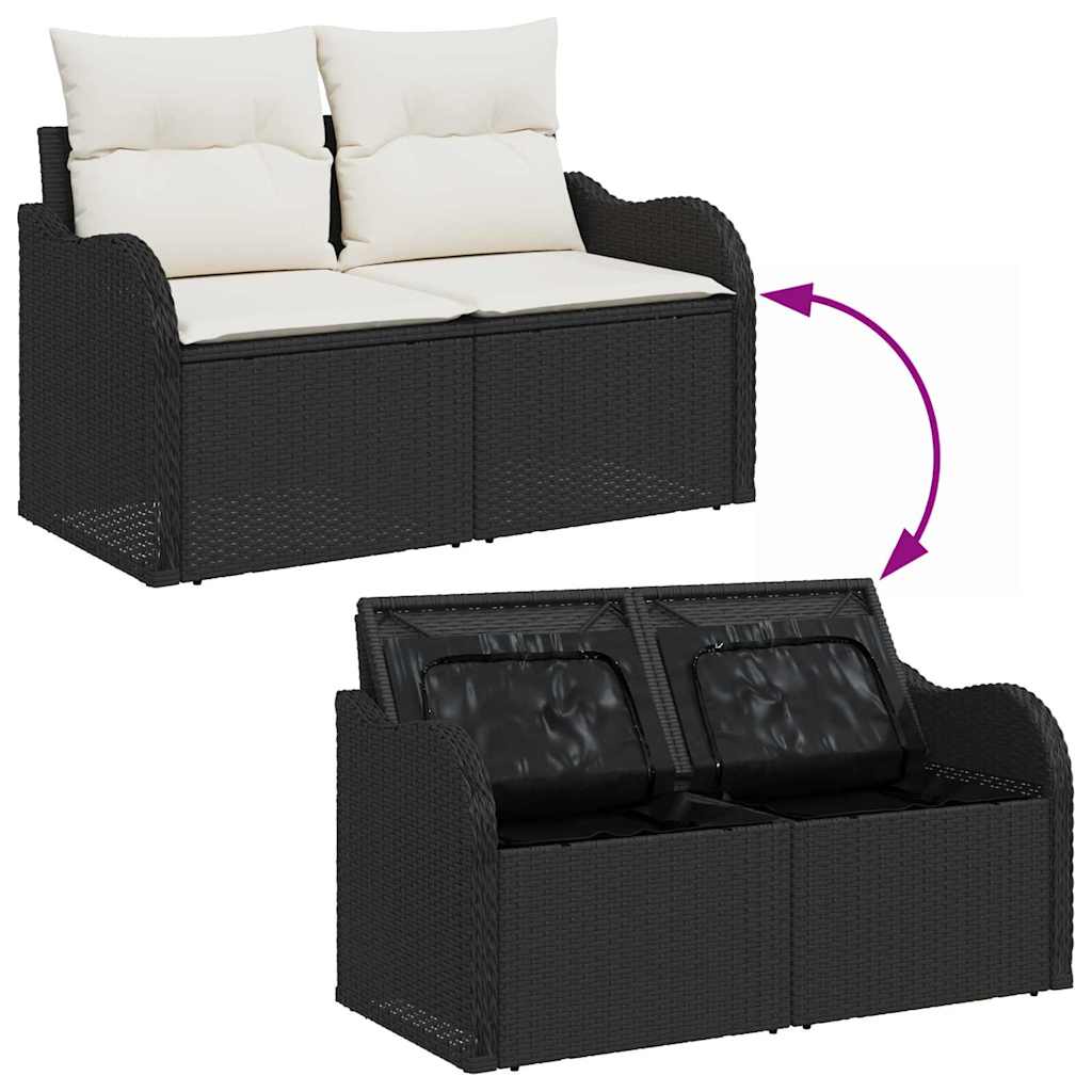 Garten-Sofa-Set 7 pcs Schwarz 100 x 55 x 73 cm Poly Rattan