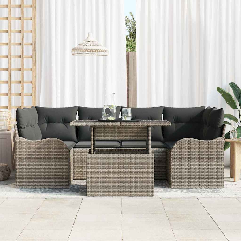Garten-Sofa-Set 7 pcs Grau 100 x 55 x 73 cm Poly Rattan