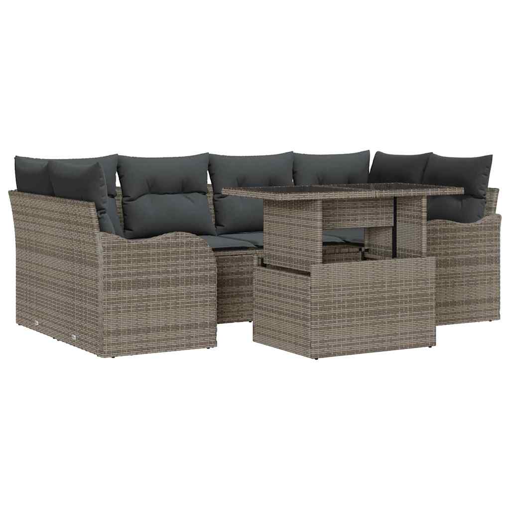 Garten-Sofa-Set 7 pcs Grau 100 x 55 x 73 cm Poly Rattan