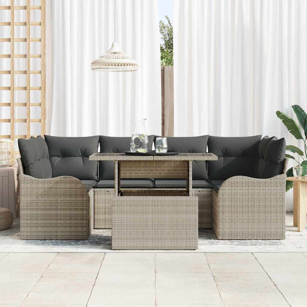 Garten-Sofa-Set 7 pcs Hellgrau 100 x 55 x 73 cm Poly Rattan