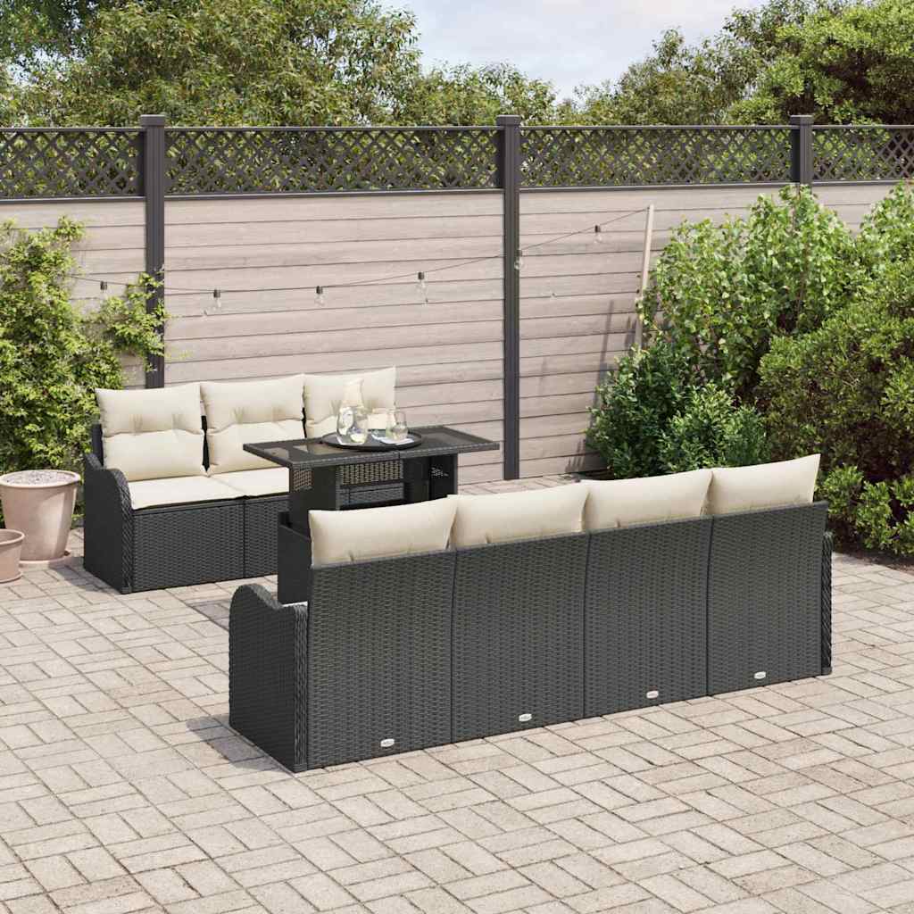 Garten-Sofa-Set 8 pcs Schwarz 100 x 55 x 73 cm Poly Rattan