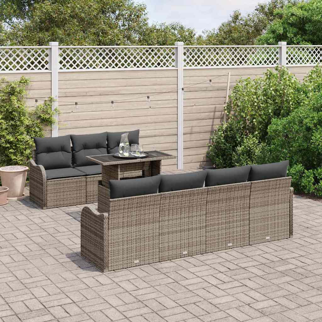 Garten-Sofa-Set Manuell 8 pcs Grau 100 x 55 x 73 cm Poly Rattan