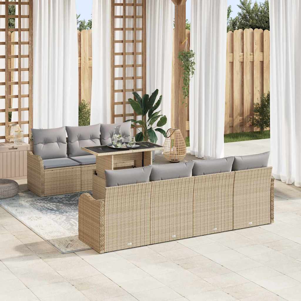 Garten-Sofa-Set 8 pcs Beige 100 x 55 x 73 cm Poly Rattan