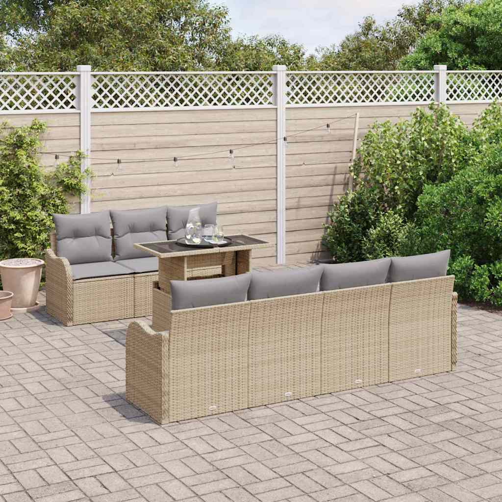 Garten-Sofa-Set 8 pcs Beige 100 x 55 x 73 cm Poly Rattan