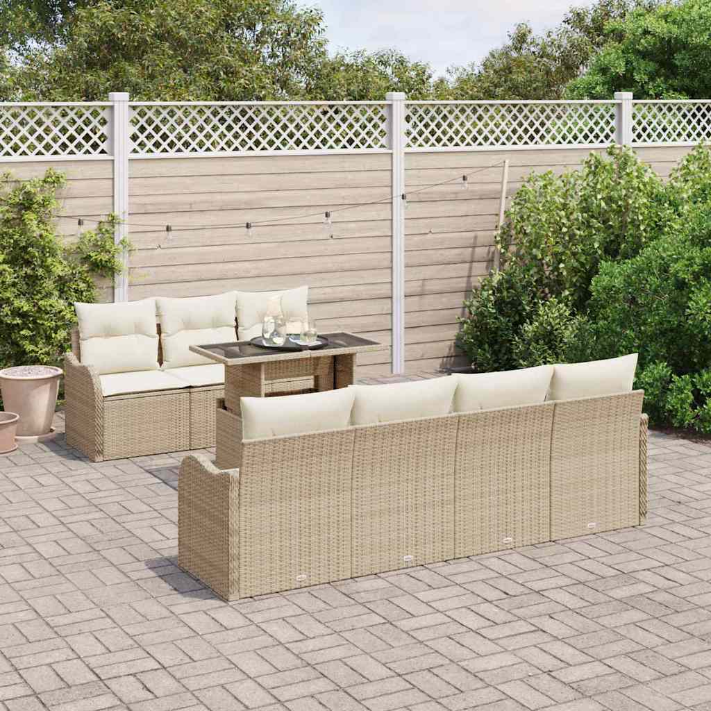 Garten-Sofa-Set 8 pcs Beige 100 x 55 x 73 cm Poly Rattan