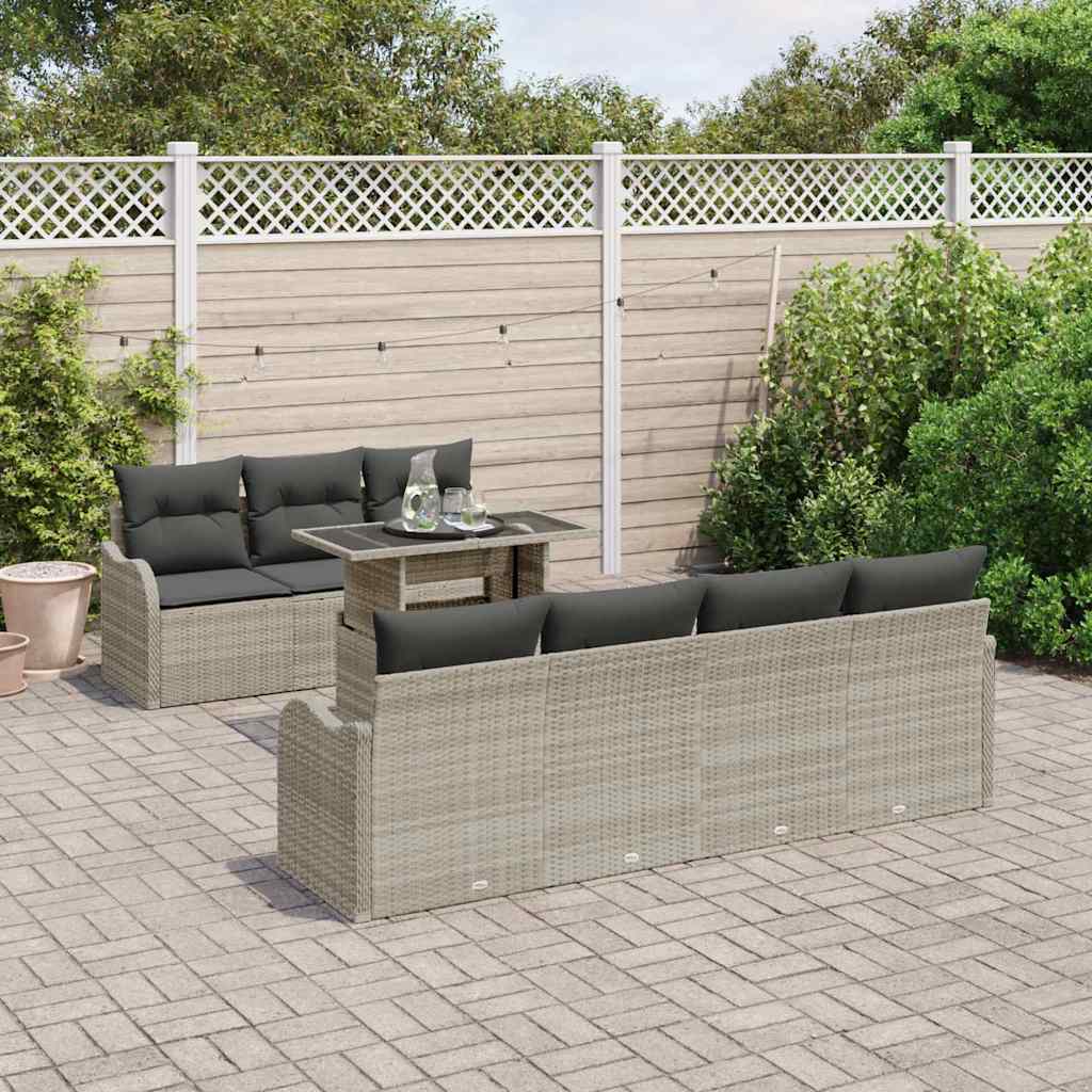 Garten-Sofa-Set 8 pcs Hellgrau 100 x 55 x 73 cm Poly Rattan