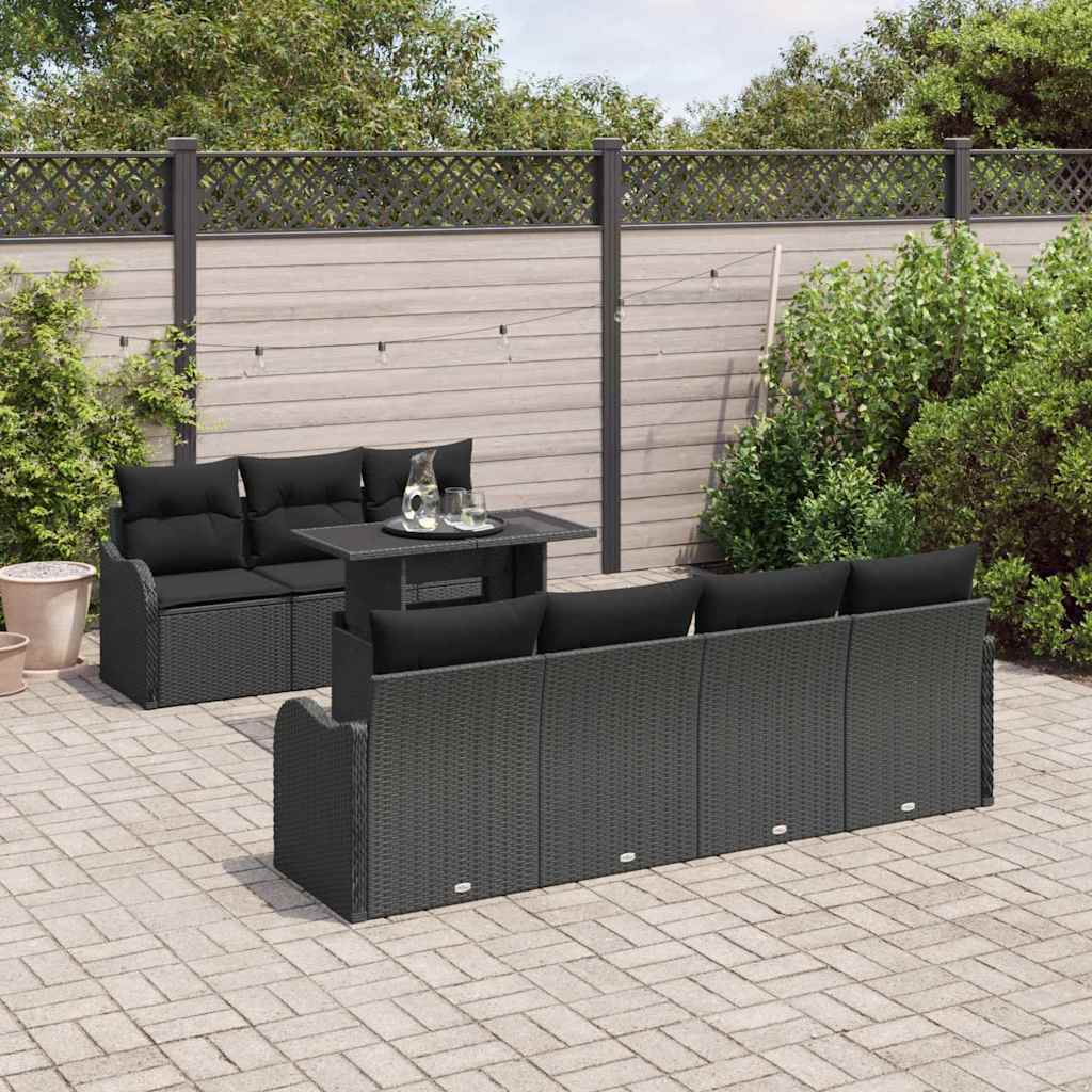 Garten-Sofa-Set 8 pcs Schwarz 100 x 55 x 73 cm Poly Rattan