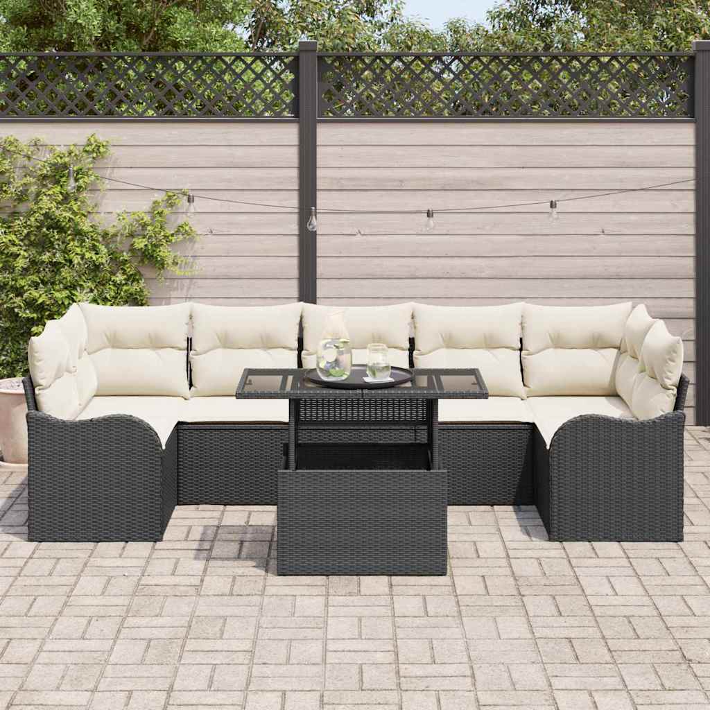 Garten-Sofa-Set 8 pcs Schwarz 100 x 55 x 73 cm Poly Rattan