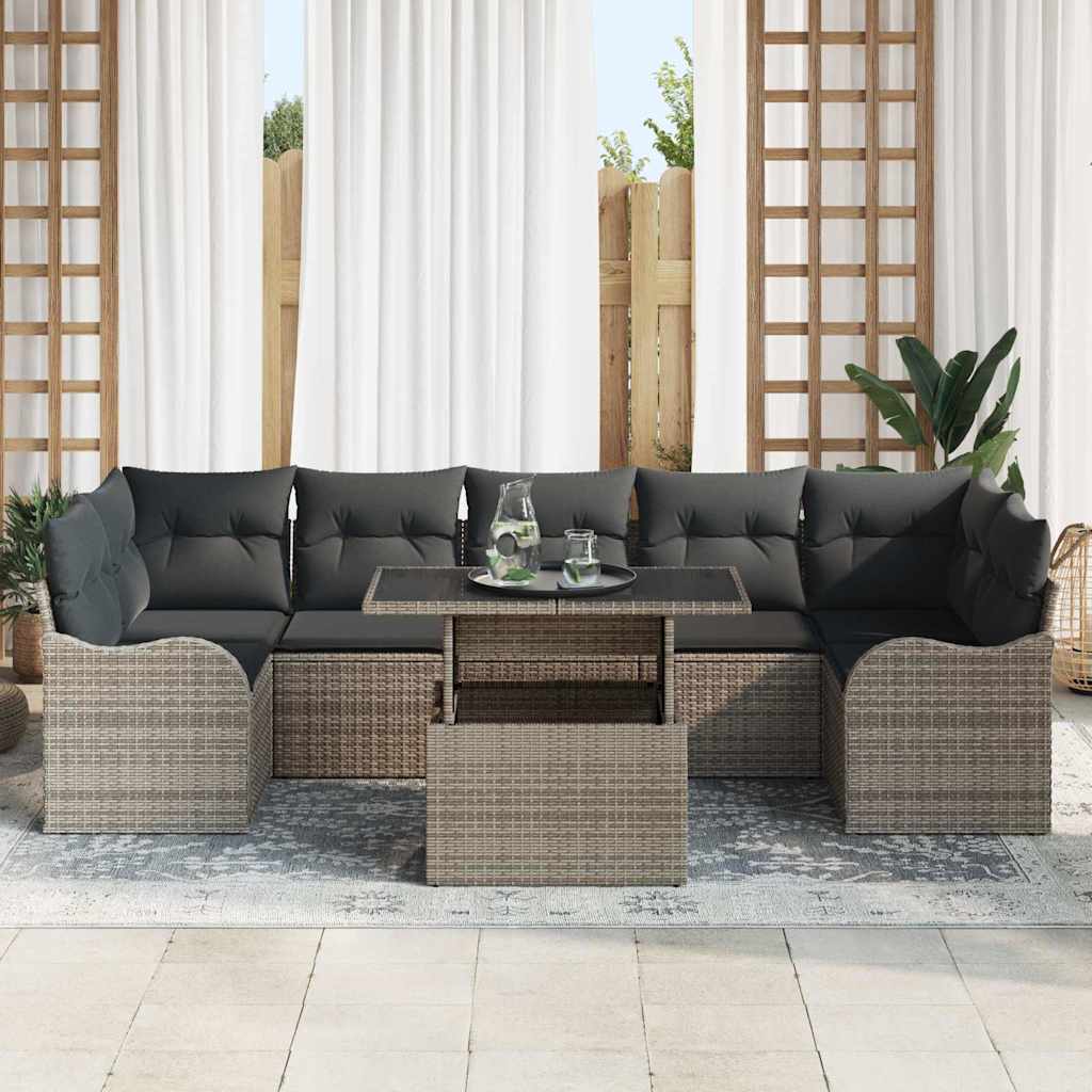 Garten-Sofa-Set Manuell 8 pcs Grau 100 x 55 x 73 cm Poly Rattan
