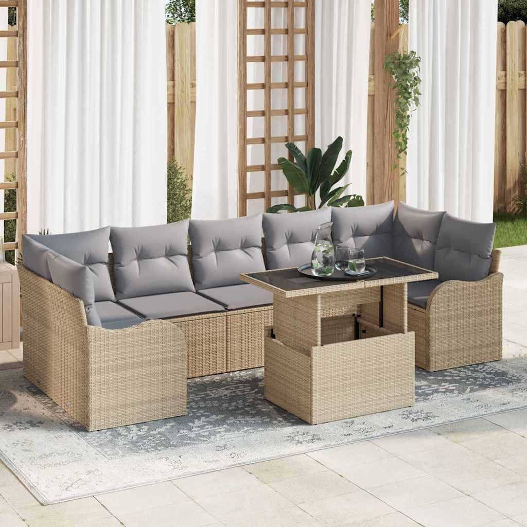 Garten-Sofa-Set 8 pcs Beige 100 x 55 x 73 cm Poly Rattan