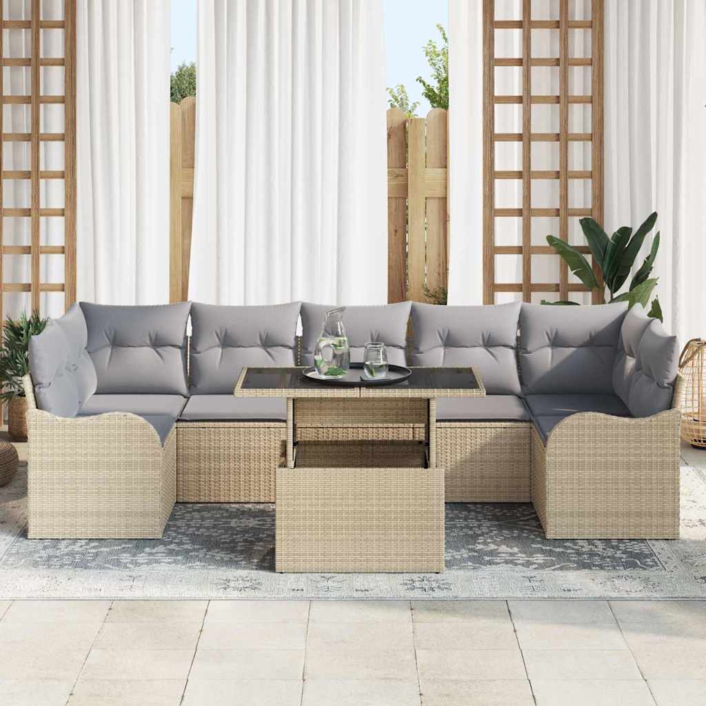 Garten-Sofa-Set 8 pcs Beige 100 x 55 x 73 cm Poly Rattan