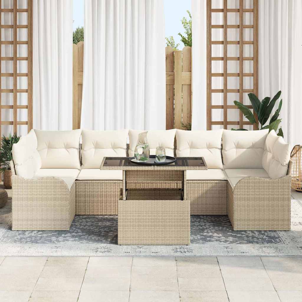 Garten-Sofa-Set 8 pcs Beige 100 x 55 x 73 cm Poly Rattan