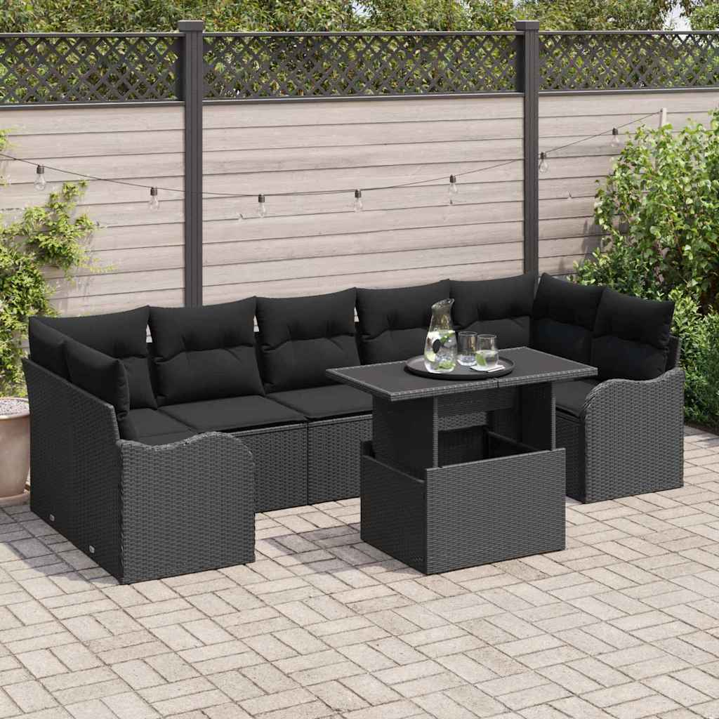 Garten-Sofa-Set 8 pcs Schwarz 100 x 55 x 73 cm Poly Rattan