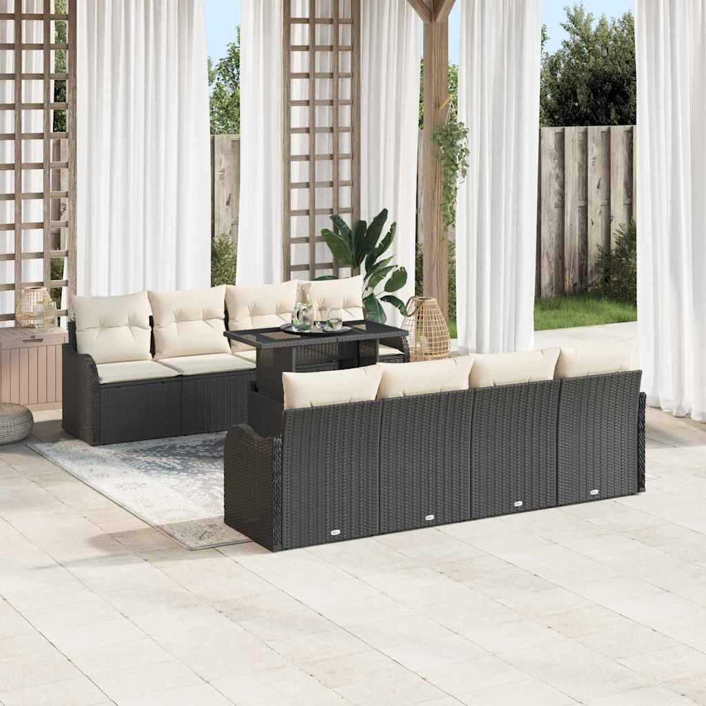Garten-Sofa-Set 9 pcs Schwarz 100 x 55 x 73 cm Poly Rattan