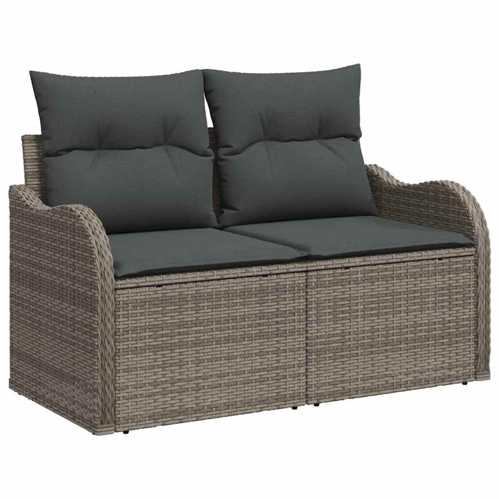 Garten-Sofa-Set 9 pcs Grau 100 x 55 x 73 cm Poly Rattan