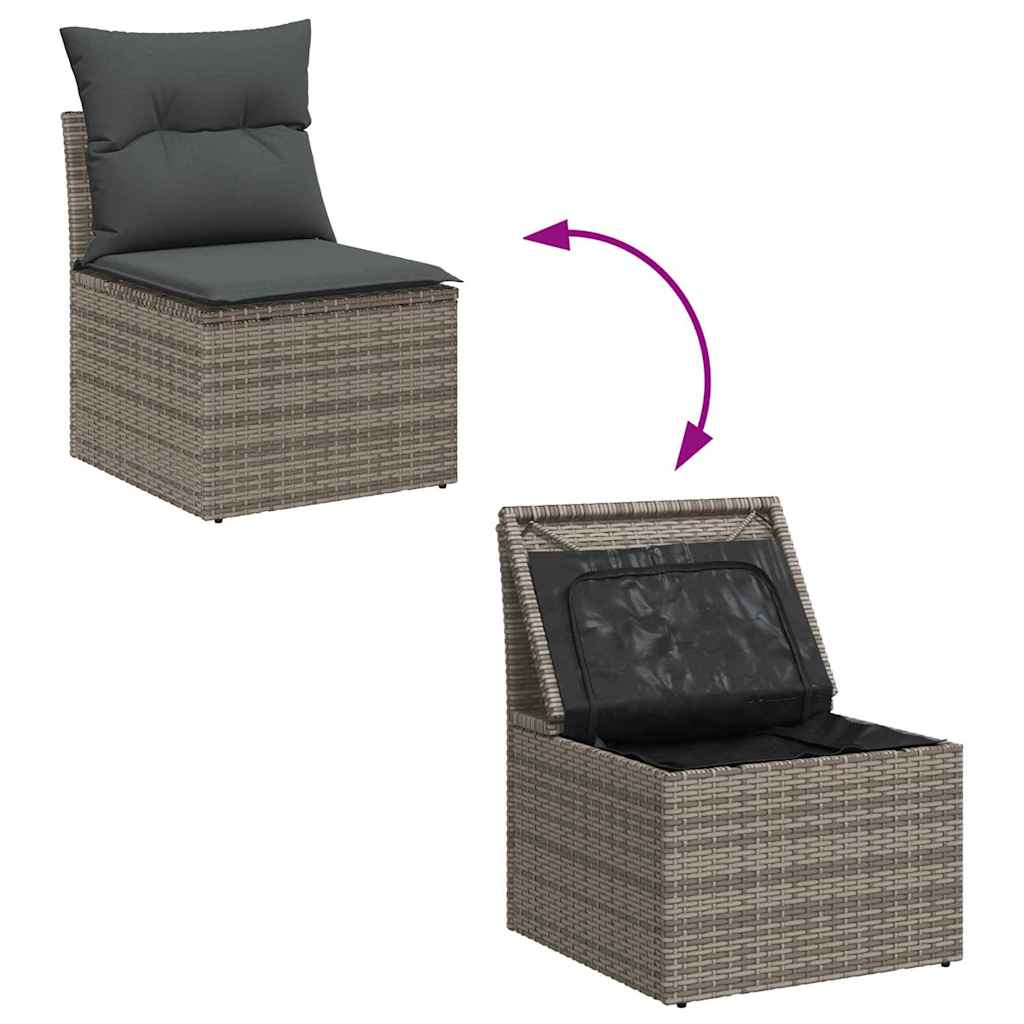 Garten-Sofa-Set 9 pcs Grau 100 x 55 x 73 cm Poly Rattan