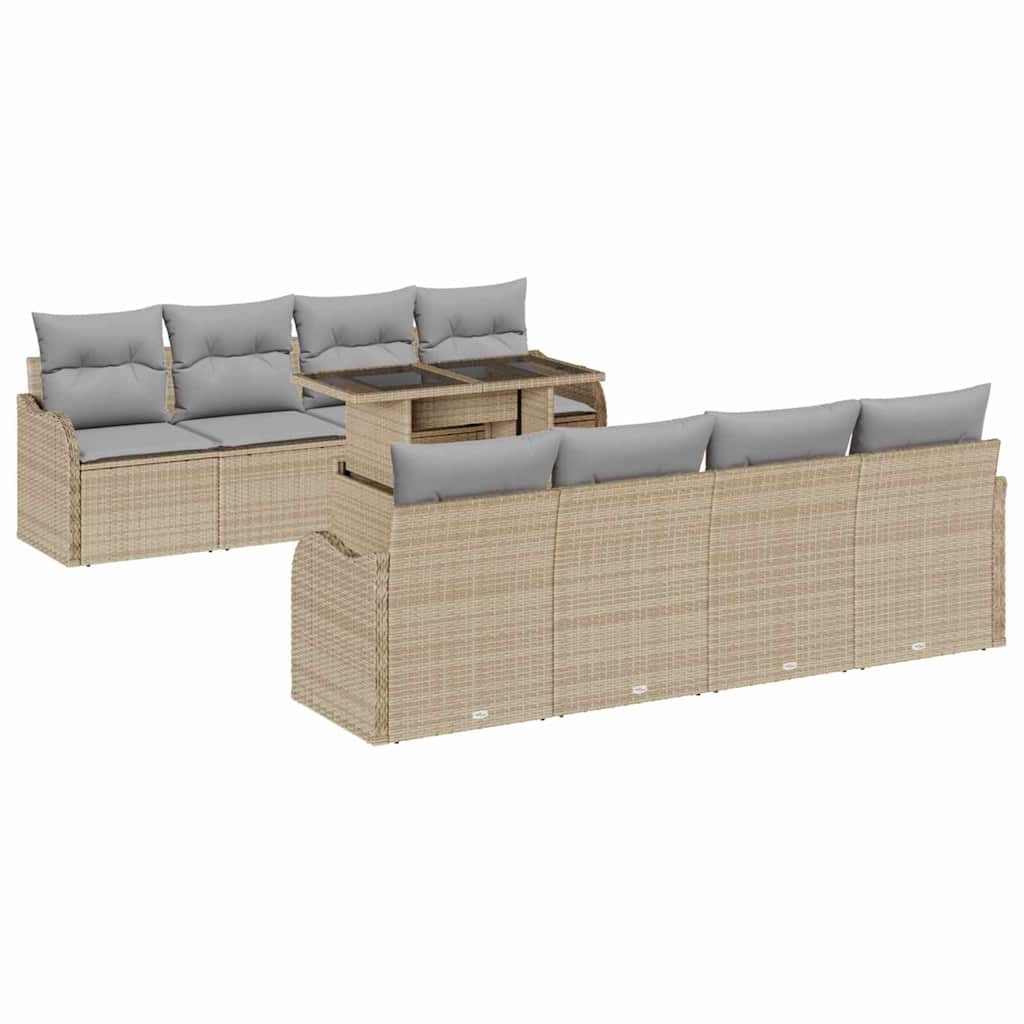 Garten-Sofa-Set 9 pcs Beige 100 x 55 x 73 cm Poly Rattan