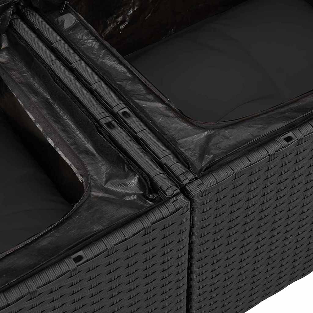 Garten-Sofa-Set 9 pcs Schwarz 100 x 55 x 73 cm Poly Rattan