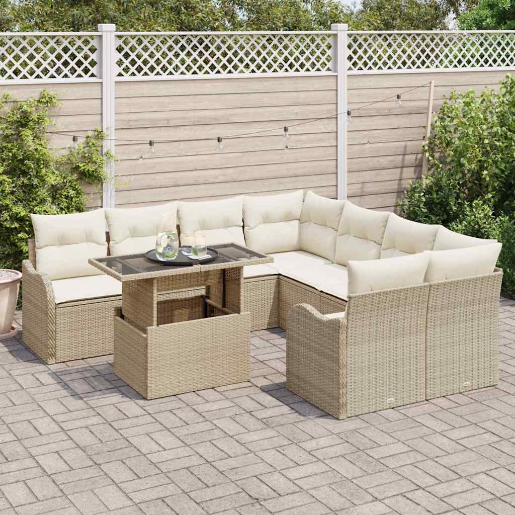 Garten-Sofa-Set 9 pcs Beige 100 x 55 x 73 cm Poly Rattan