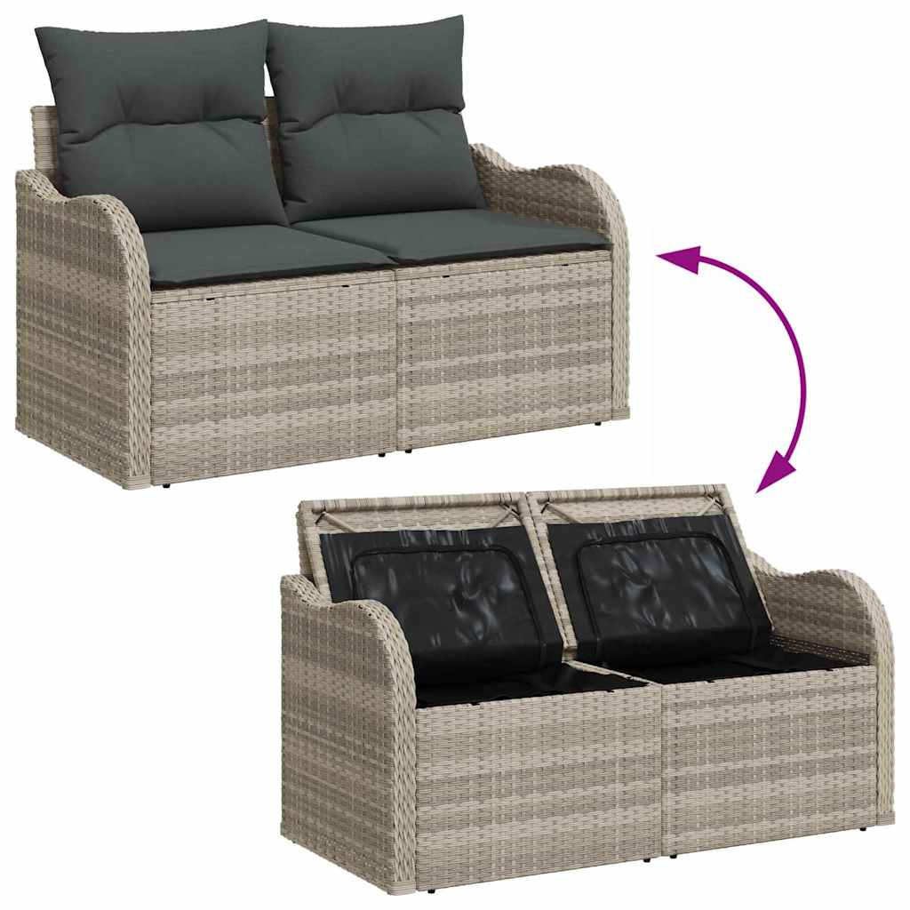 Garten-Sofa-Set 9 pcs Hellgrau 100 x 55 x 73 cm Poly Rattan