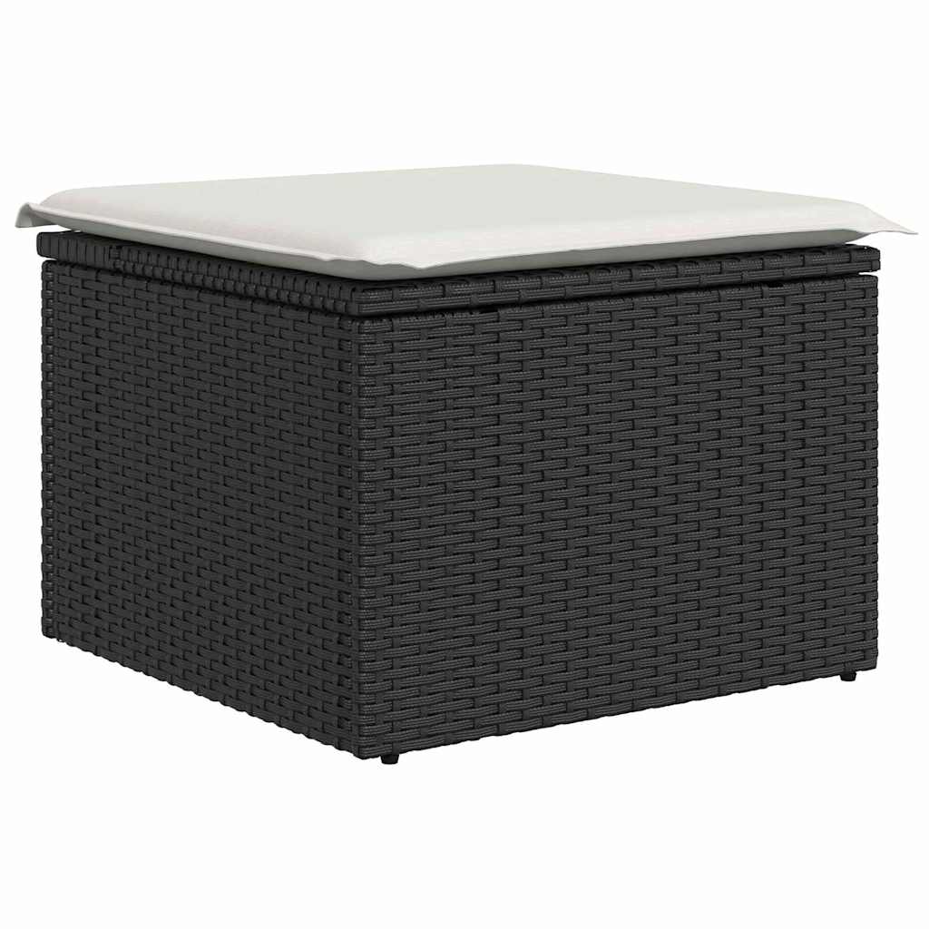 Garten-Sofa-Set mit Kissen 6 pcs Schwarz Poly Rattan