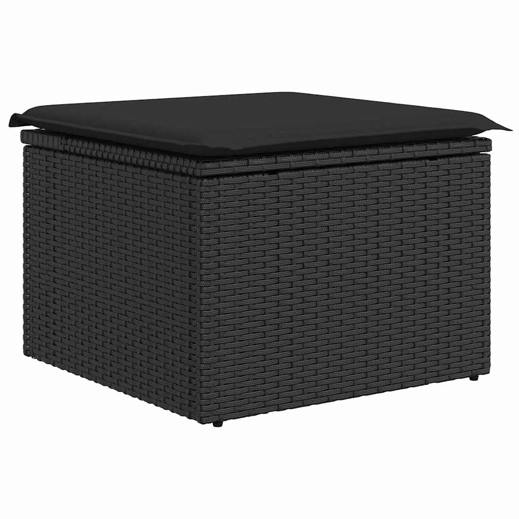 Garten-Sofa-Set mit Kissen 6 pcs Schwarz Poly Rattan