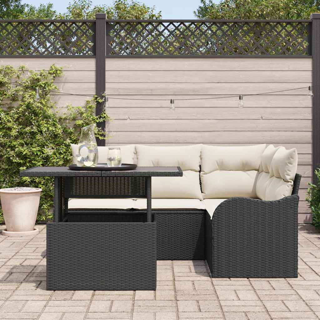 Garten-Sofa-Set 5 pcs Schwarz 100 x 55 x 73 cm Poly Rattan