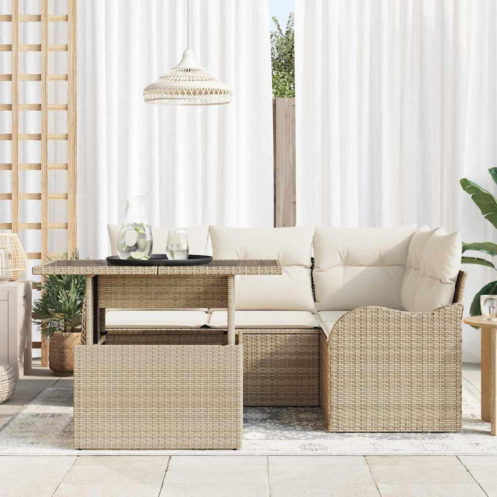 Garten-Sofa-Set 5 pcs Beige 100 x 55 x 73 cm Poly Rattan