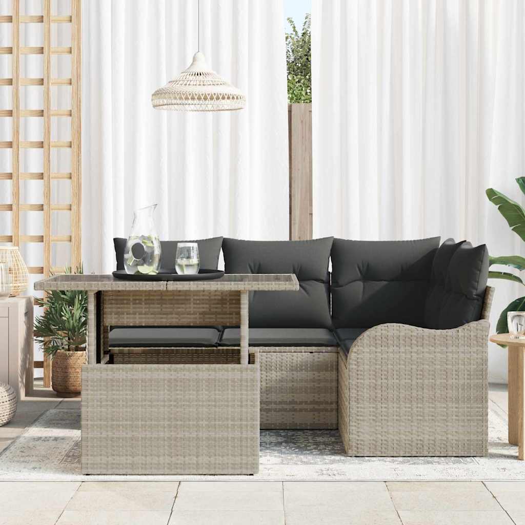 Garten-Sofa-Set 5 pcs Hellgrau 100 x 55 x 73 cm Poly Rattan