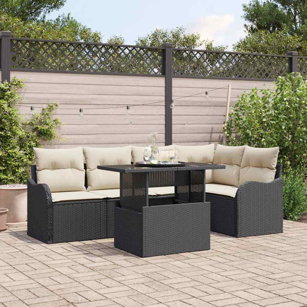 Garten-Sofa-Set 6 pcs Schwarz 100 x 55 x 73 cm Poly Rattan