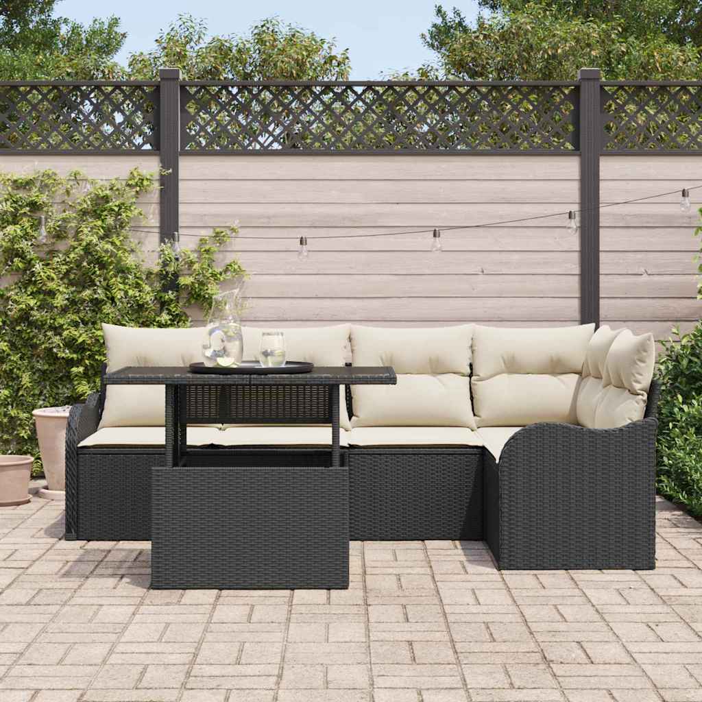 Garten-Sofa-Set 6 pcs Schwarz 100 x 55 x 73 cm Poly Rattan