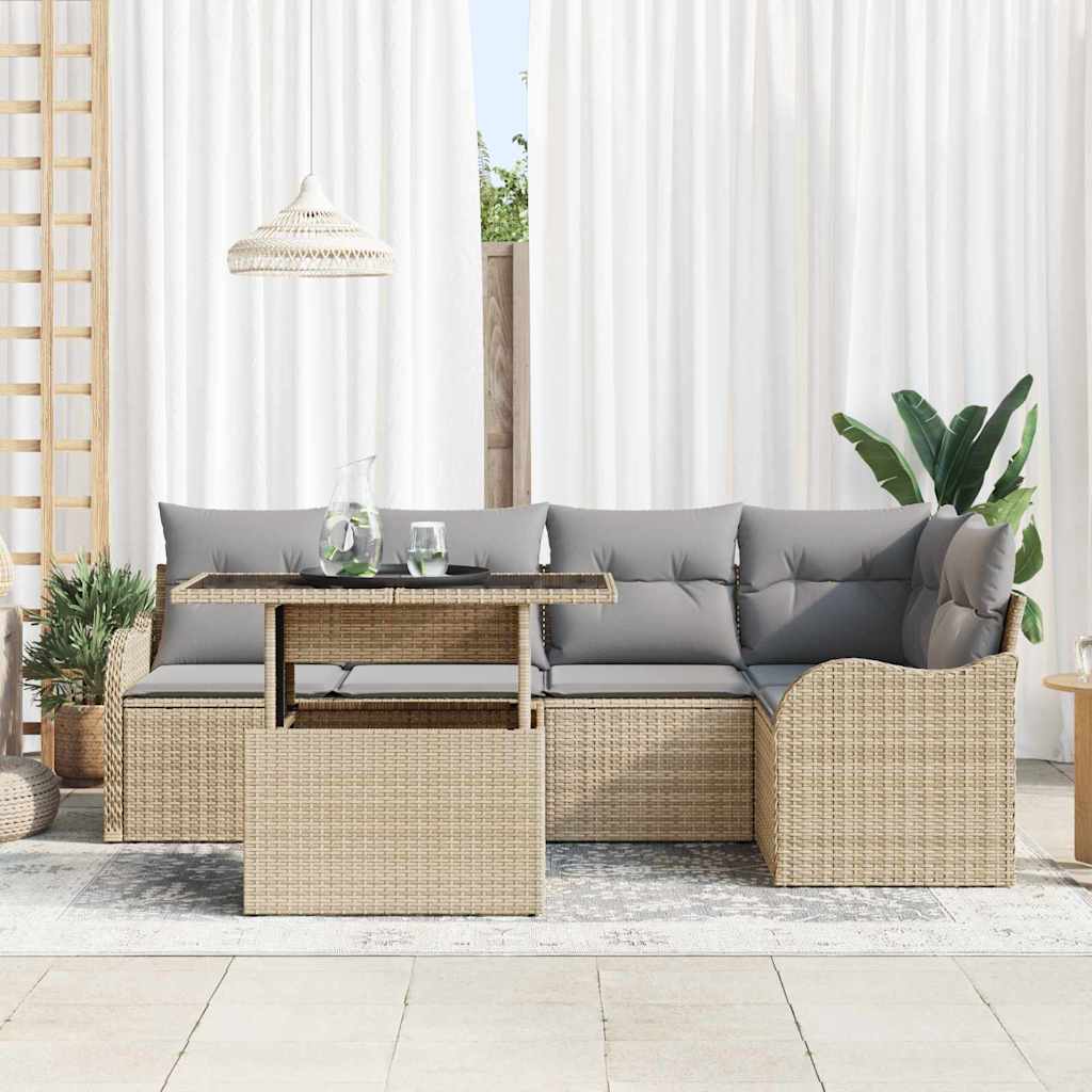 Garten-Sofa-Set 6 pcs Beige 100 x 55 x 73 cm Poly Rattan