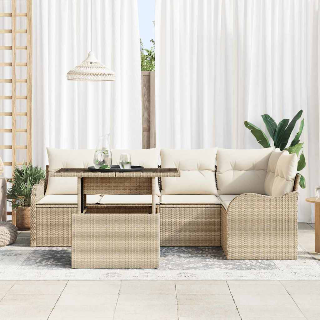 Garten-Sofa-Set 6 pcs Beige 100 x 55 x 73 cm Poly Rattan