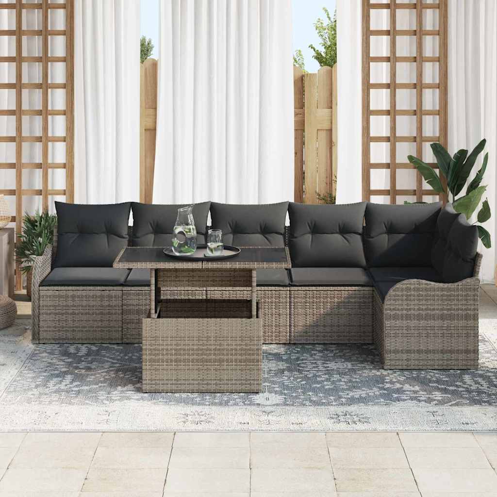 Garten-Sofa-Set Manuell 7 pcs Grau 100 x 55 x 73 cm Poly Rattan