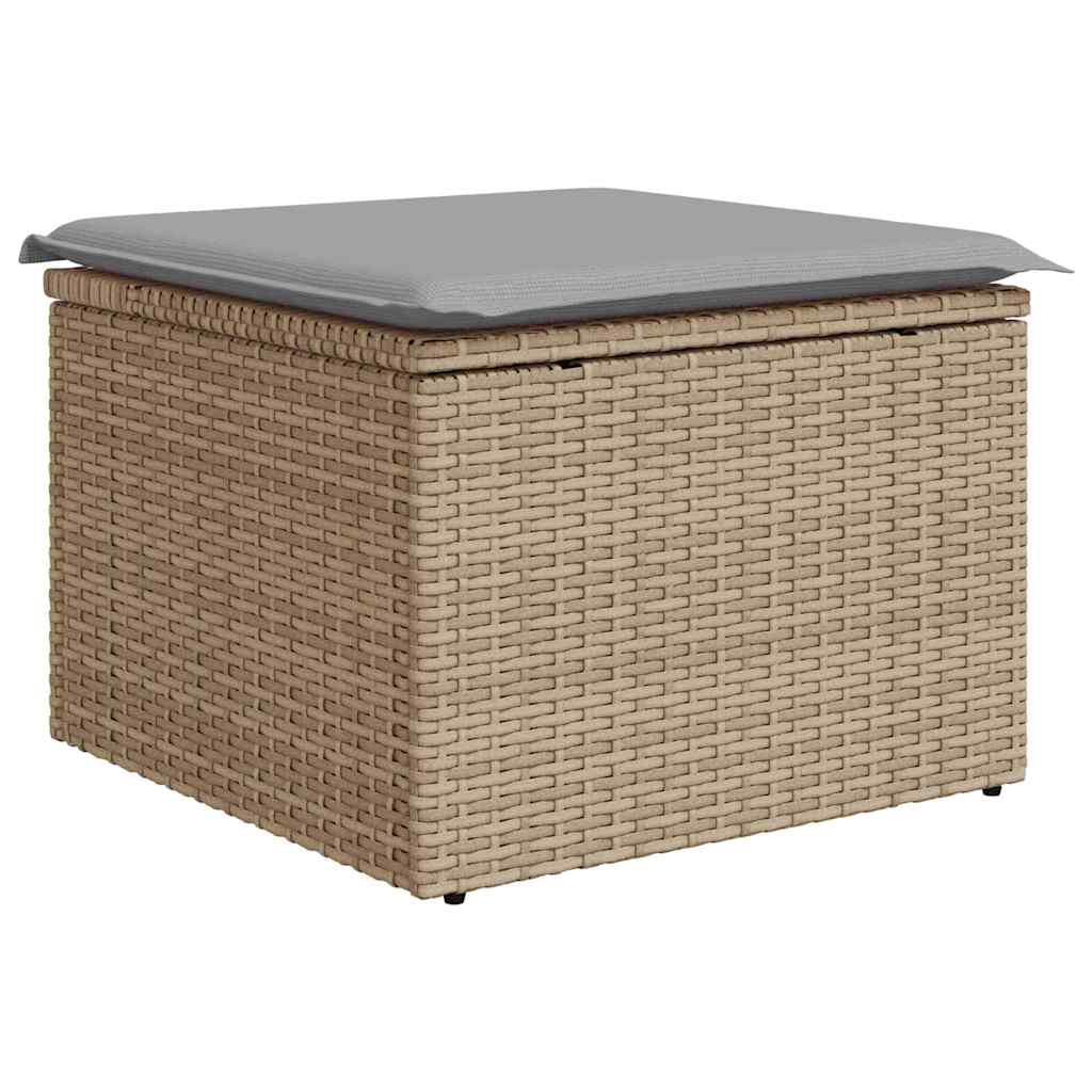Garten-Sofa-Set mit Kissen mit Speicher 7 pcs Beige Poly Rattan