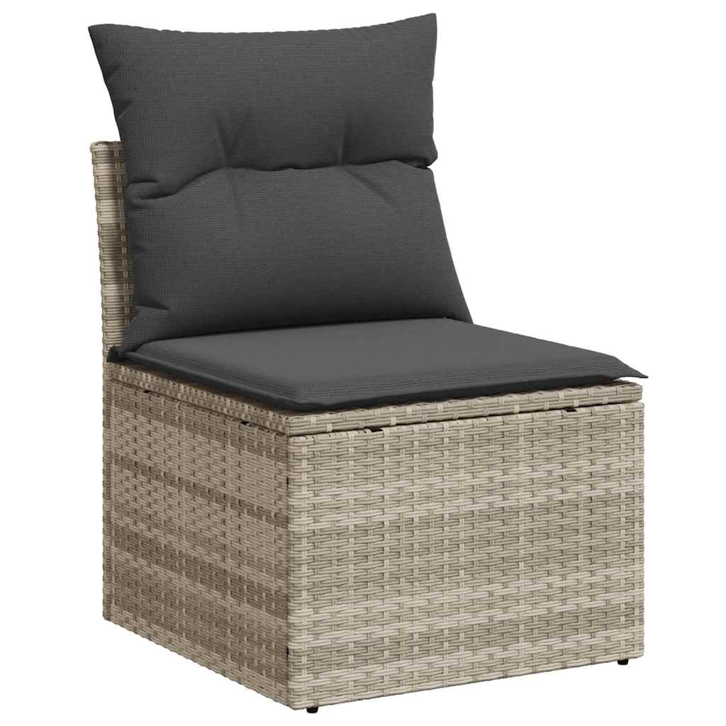 Garten-Sofa-Set mit Kissen 7 pcs Hellgrau Poly Rattan