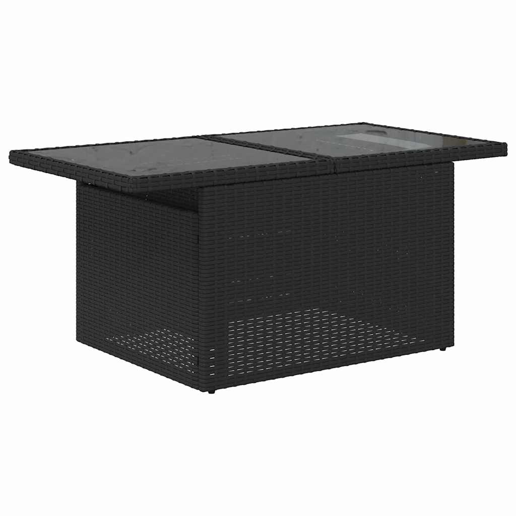 Garten-Sofa-Set mit Kissen 7 pcs Schwarz Poly Rattan