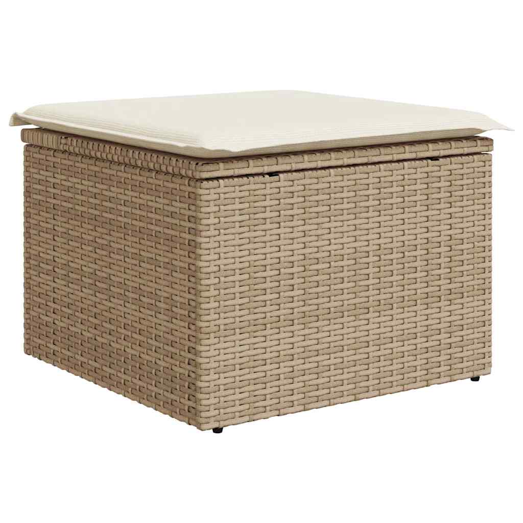 Garten-Sofa-Set mit Kissen mit Speicher 9 pcs Beige Poly Rattan