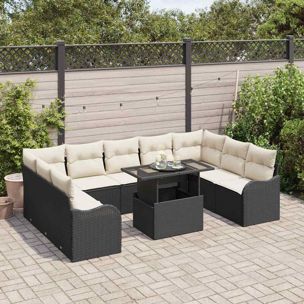 Garten-Sofa-Set 10 pcs Schwarz 100 x 55 x 73 cm Poly Rattan