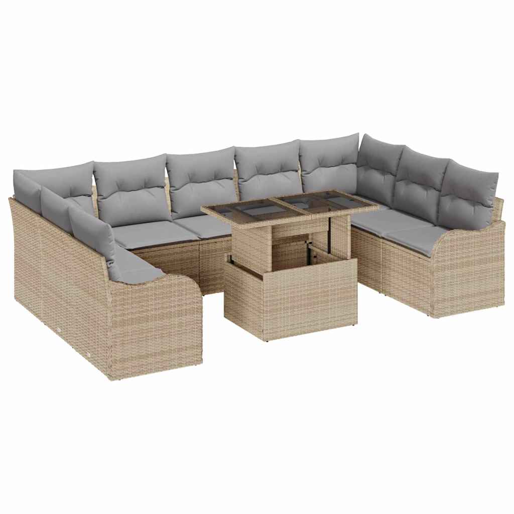 Garten-Sofa-Set 10 pcs Beige 100 x 55 x 73 cm Poly Rattan