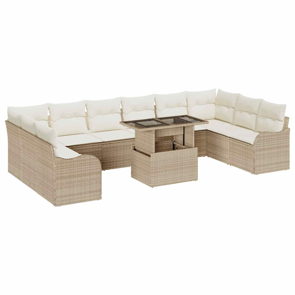 Garten-Sofa-Set 11 pcs Beige 100 x 55 x 73 cm Poly Rattan