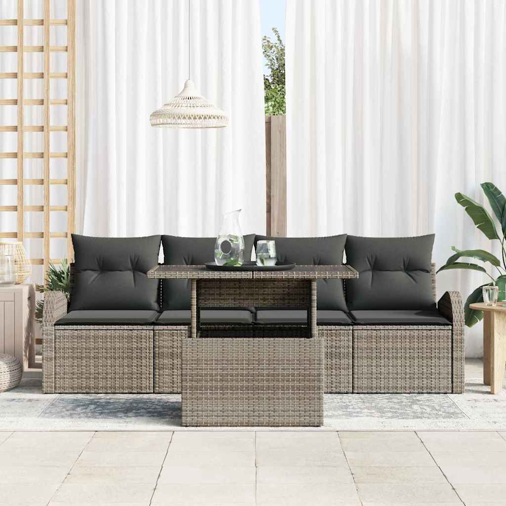 Garten-Sofa-Set Manuell 5 pcs Grau 100 x 55 x 73 cm Poly Rattan