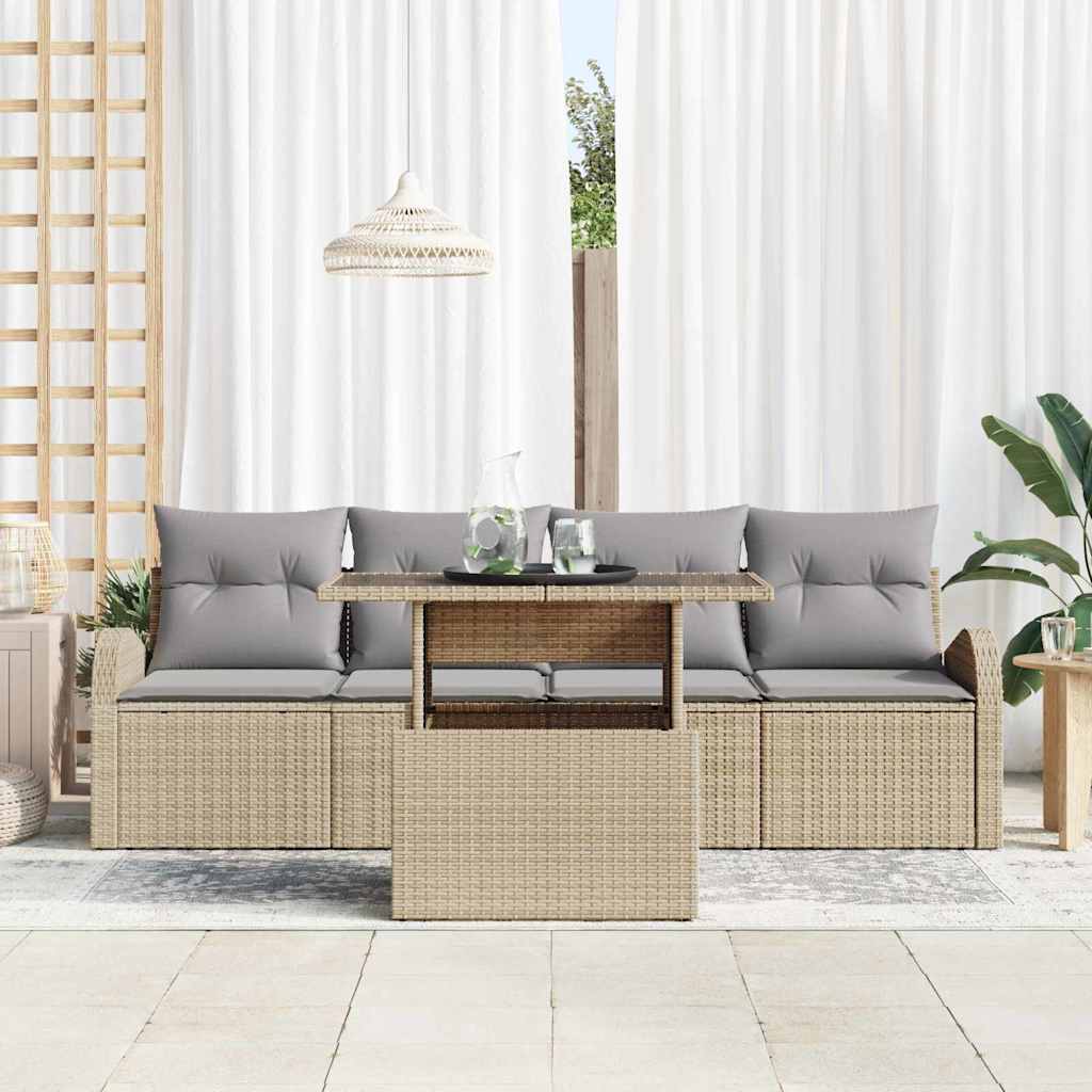 Garten-Sofa-Set 5 pcs Beige 100 x 55 x 73 cm Poly Rattan