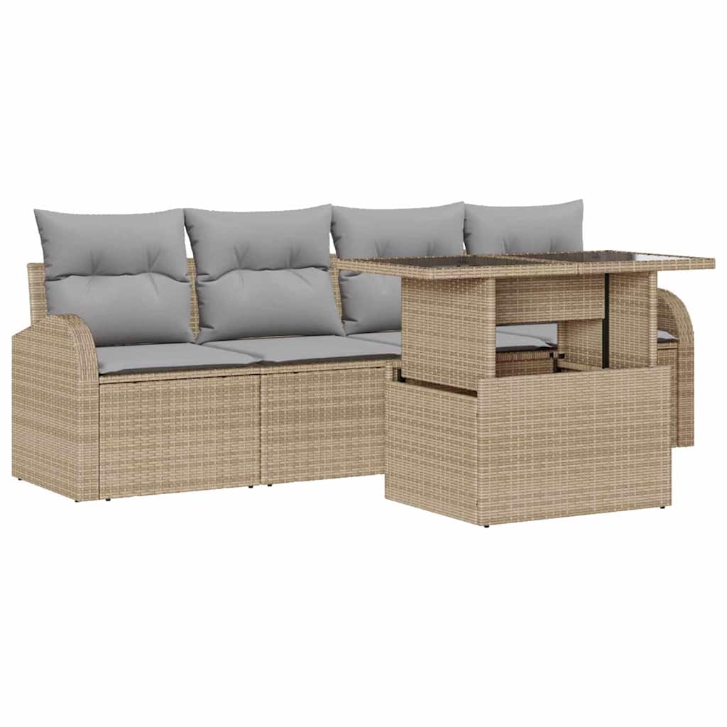 Garten-Sofa-Set 5 pcs Beige 100 x 55 x 73 cm Poly Rattan