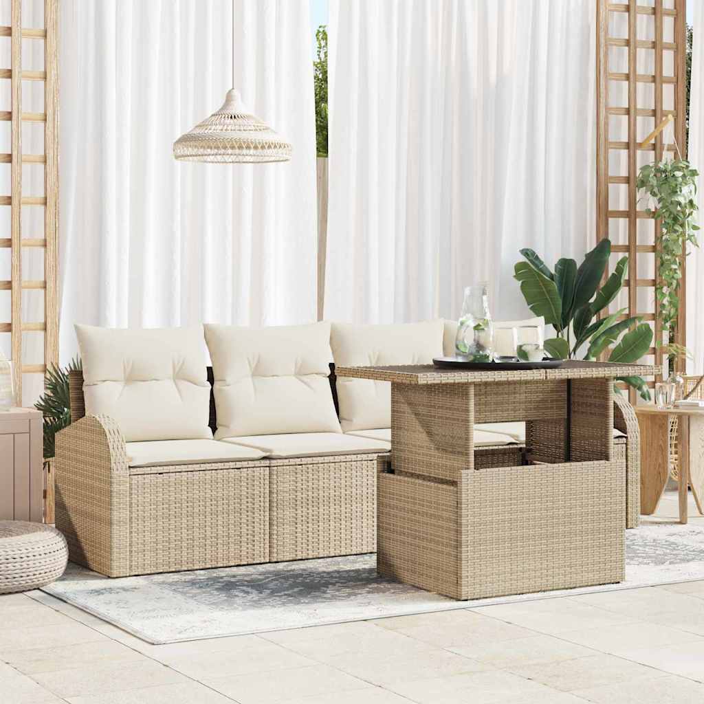 Garten-Sofa-Set 5 pcs Beige 100 x 55 x 73 cm Poly Rattan