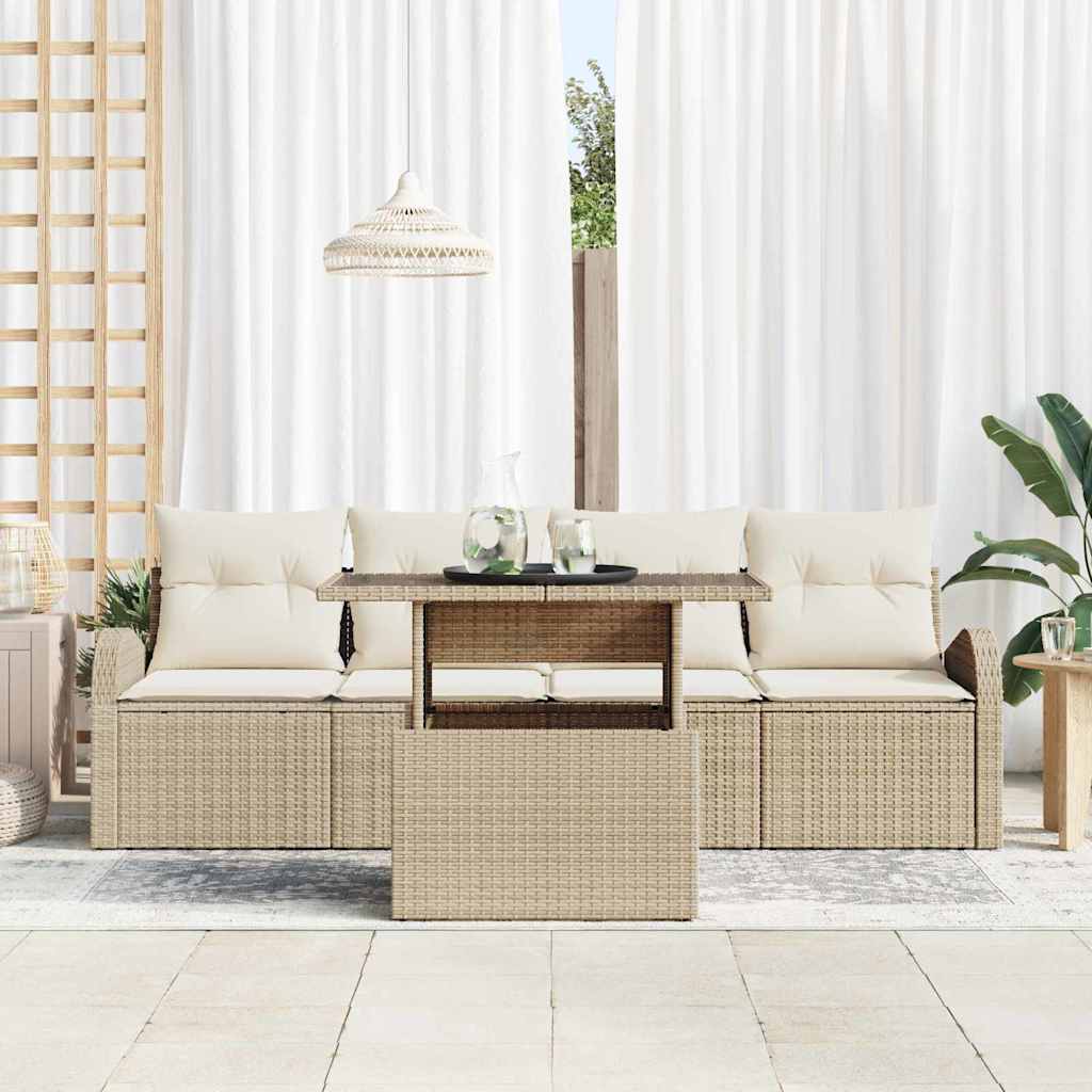 Garten-Sofa-Set 5 pcs Beige 100 x 55 x 73 cm Poly Rattan